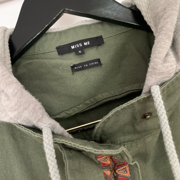 Miss Me Olive Green Hooded Utility Jacket, Size Small - Picture 4 of 16